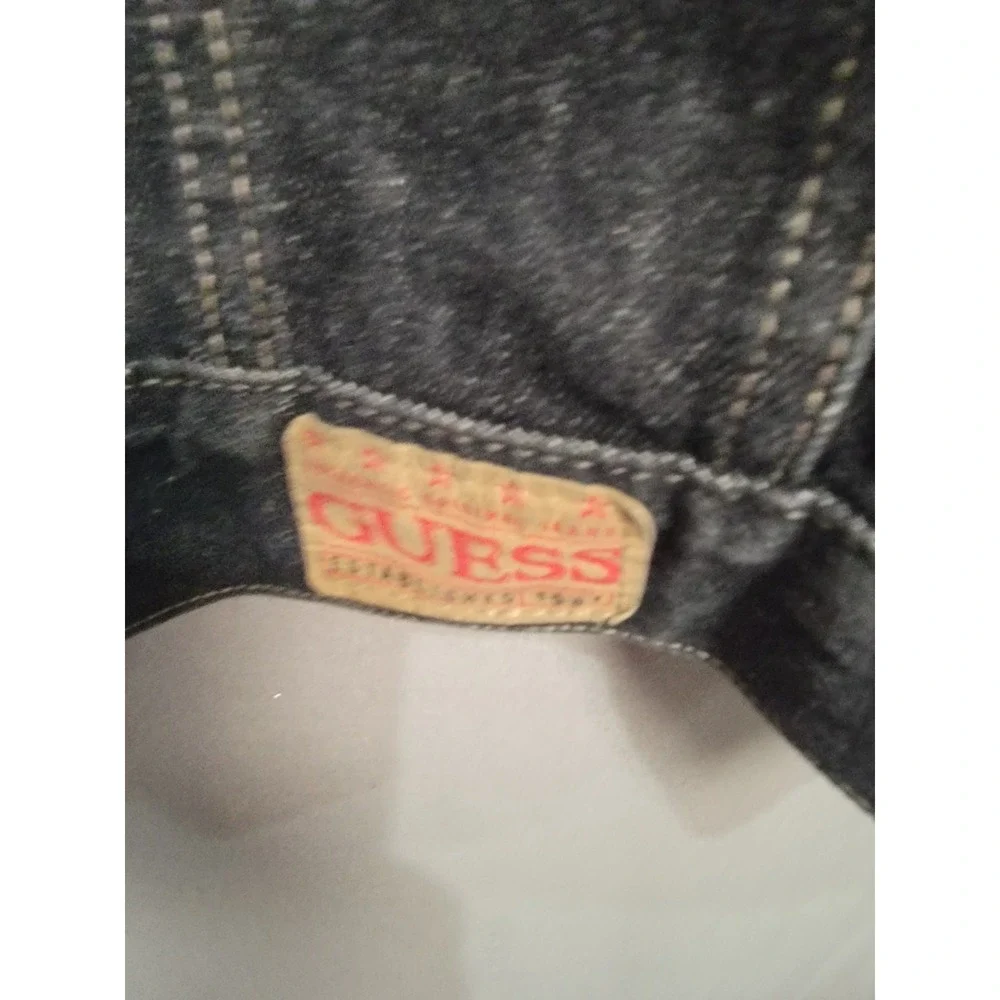 Vintage 90s Guess Denim Jacket Sz XXL Black Washed Jean Trucker 100% Cotton USA